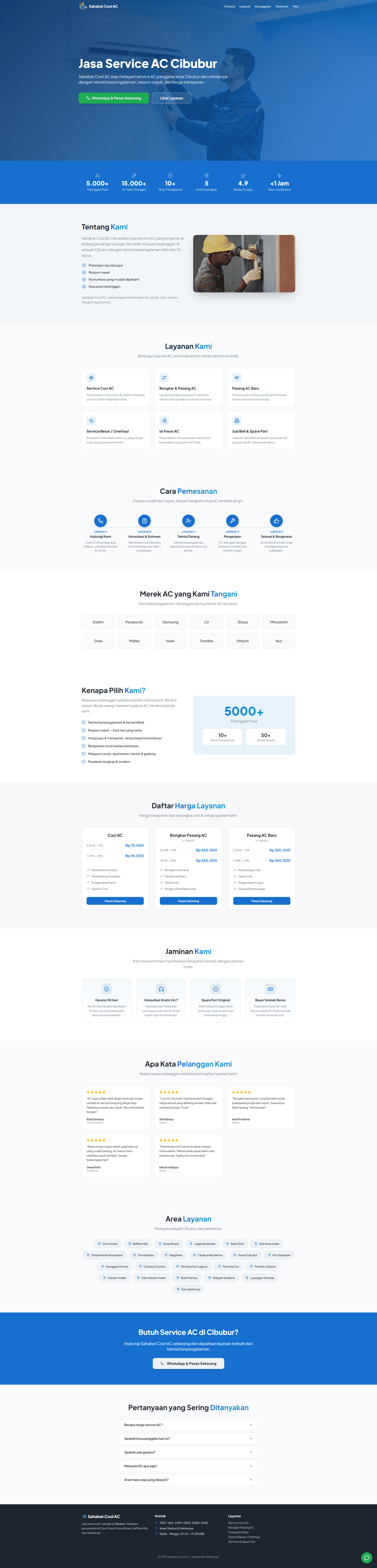 Contoh tampilan website Service AC Cibubur