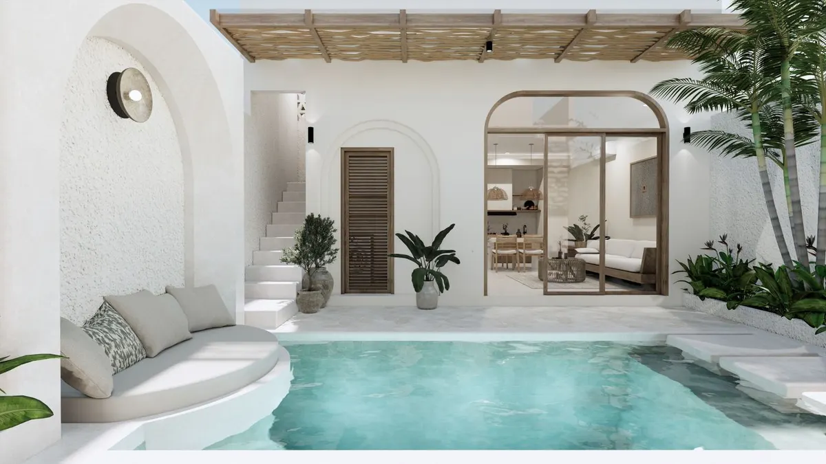 Villa tropis di Bali dengan kolam pribadi dan teras terbuka