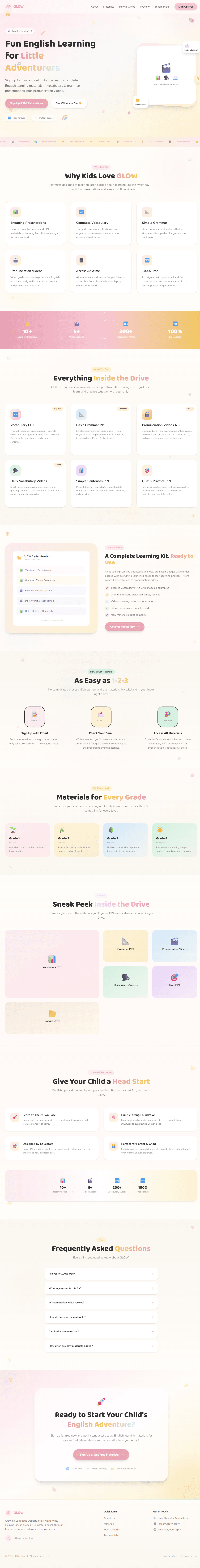 Screenshot website Glow English